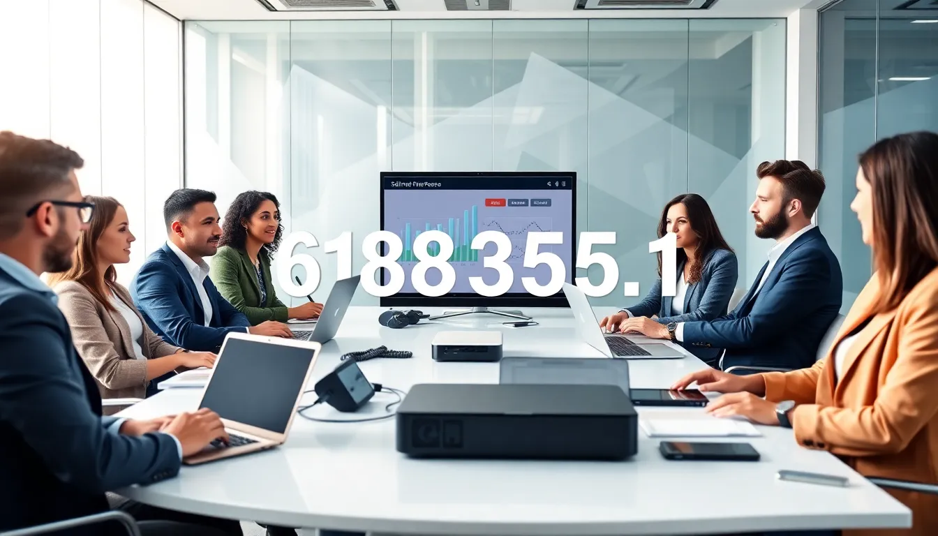 professionals discussing the significance of the number 6198330521 in a modern office.
